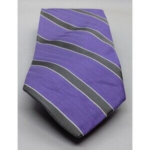 Brooks Brothers Silk 346 Necktie. Lavender Men's Tie Gray Stripes EUC 60" x 3.5"